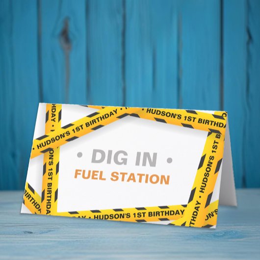 Bouw Verjaardag Tafelloper – Gele Dump Plaatskaartje