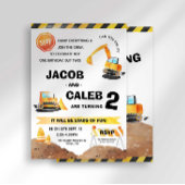 Bouw Verjaardag Tweeling Uitnodiging elke leeftijd