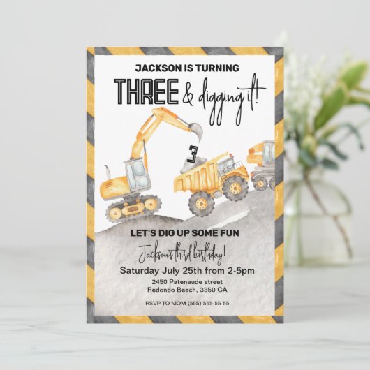 Bouw Verjaardag Uitnodiging, 3e graven het Kaart (Staand voorkant)