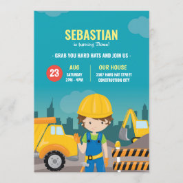 Bouw Verjaardag Uitnodiging Graafmachine