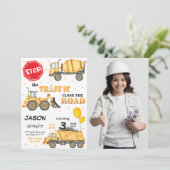 Bouw Verjaardag Uitnodiging met foto (Staand voorkant)