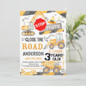 Bouw Verjaardag uitnodiging voor 3 jaar oud (Staand voorkant)