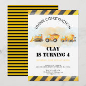 Bouw Verjaardag Uitnodiging Vrachtwagen Verjaardag (Voorkant / Achterkant)