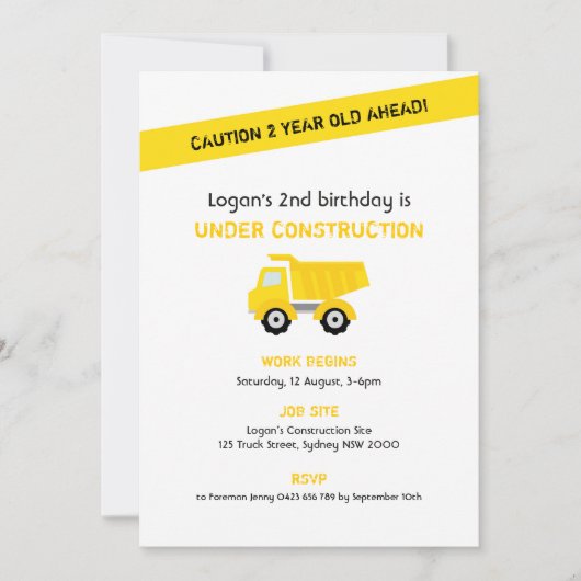 Bouw Verjaardag Uitnodiging, Wit Kaart (Voorkant)