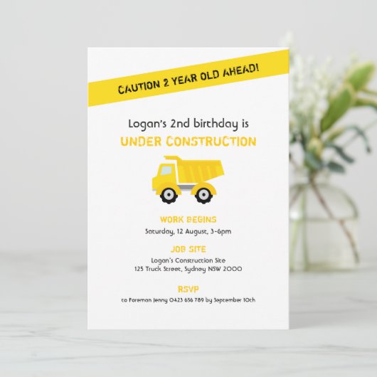 Bouw Verjaardag Uitnodiging, Wit Kaart (Staand voorkant)