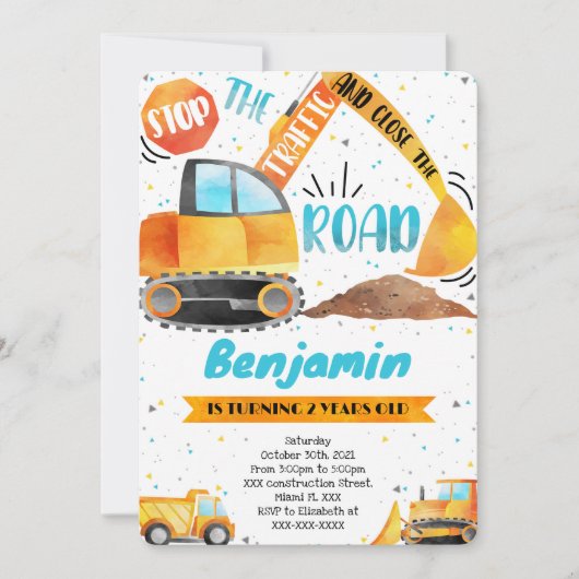 Bouw Verjaardag uitnodigingen (Voorkant)