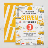 Bouw Verjaardagsfeest bewerkbare uitnodiging (Voorkant / Achterkant)