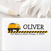 Bouw Verjaardagsfeest Big Dump Truck Construct Etiket (Insitu)