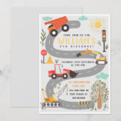 Bouw Verjaardagsfeest Trucks en Diggers Kaart (Voorkant / Achterkant)