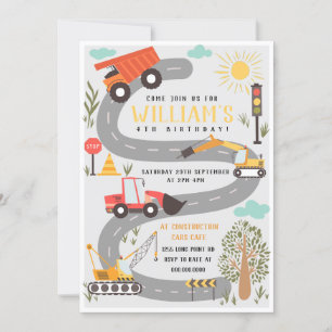 Bouw Verjaardagsfeest Trucks en Diggers Kaart
