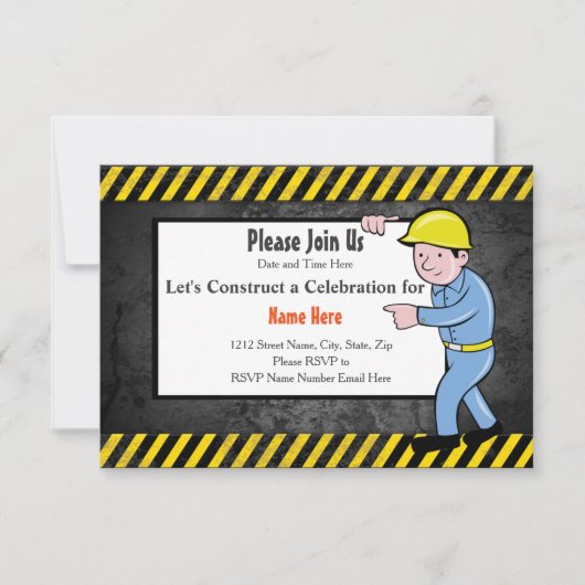 Bouw Verjaardagsfeest Uitnodiging (Voorkant)