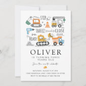 Bouw Verjaardagsfeest Uitnodiging · Dump Truck (Voorkant)