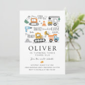 Bouw Verjaardagsfeest Uitnodiging · Dump Truck (Staand voorkant)