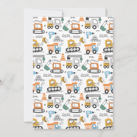 Bouw Verjaardagsfeest Uitnodiging · Dump Truck (Achterkant)