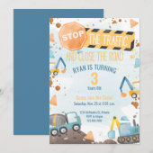 Bouw Verjaardagsfeest Uitnodiging Jongens Party (Voorkant / Achterkant)