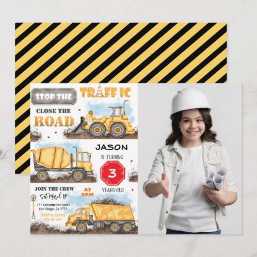 Bouw Verjaardagsfeestuitnodiging met foto Kaart (Voorkant / Achterkant)