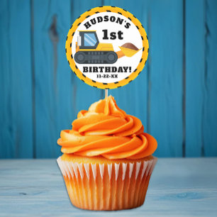 Bouw Verjaardagsgunst Sticker – Gele Dump