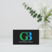 Bouw Vet Monogram Blauw & Groen Logo Zwart Visitekaartje (Staand voorkant)