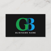 Bouw Vet Monogram Blauw & Groen Logo Zwart Visitekaartje (Voorkant)