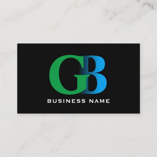 Bouw Vet Monogram Blauw & Groen Logo Zwart Visitekaartje (Voorkant)