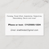 Bouw Visitekaartje (Achterkant)