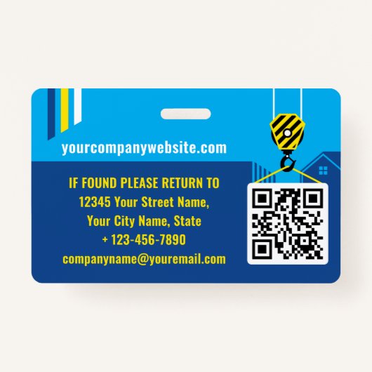 Bouw Visitor Pass ID Navy Custom Badge (Achterkant)