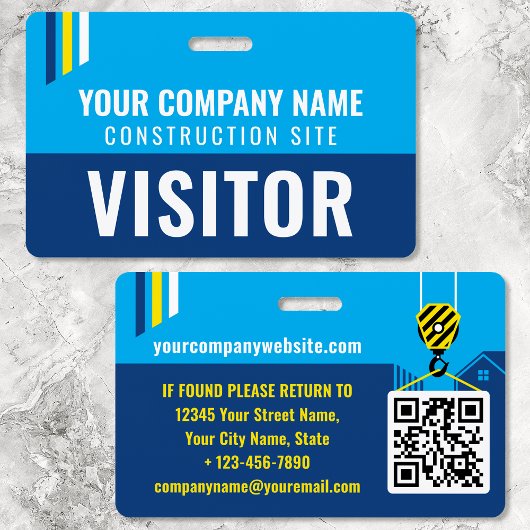 Bouw Visitor Pass ID Navy Custom Badge