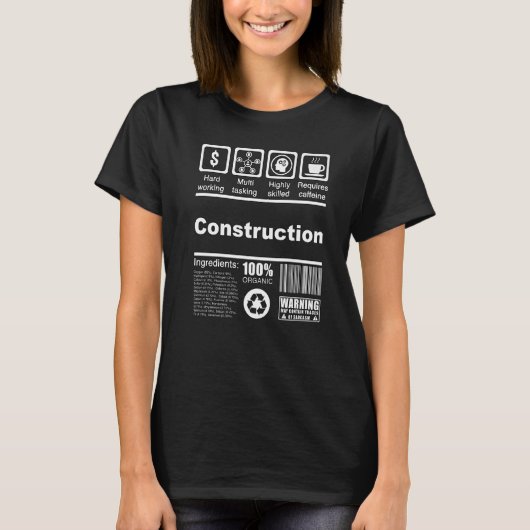 Bouw Voedingsfeiten Voor Bouw T-shirt (Voorkant)