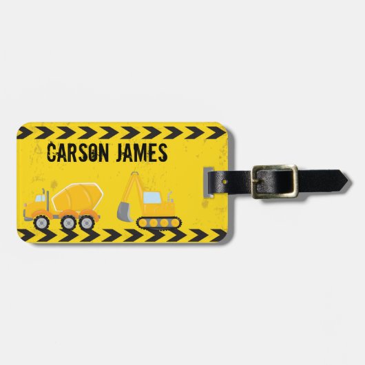 Bouw voertuigbakken Aangepaste gele Kinderen Bagagelabel (Voorkant horizontaal)