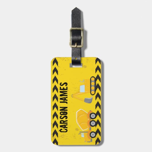 Bouw voertuigbakken Aangepaste gele Kinderen Bagagelabel (Voorkant verticaal)