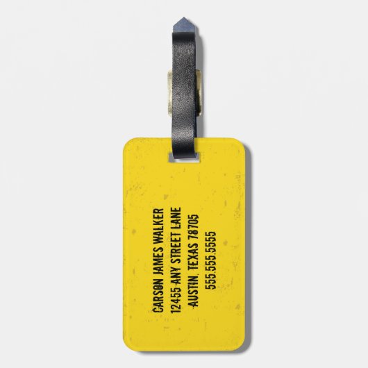 Bouw voertuigbakken Aangepaste gele Kinderen Bagagelabel (Achterkant verticaal)