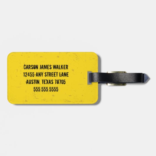 Bouw voertuigbakken Aangepaste gele Kinderen Bagagelabel (Achterkant horizontaal)