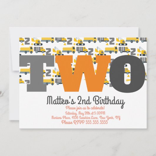 Bouw Voertuigen Birthday Dump Big Two Kaart (Voorkant)