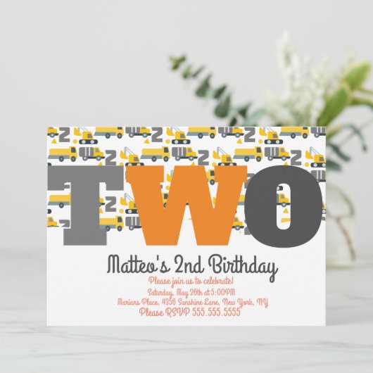 Bouw Voertuigen Birthday Dump Big Two Kaart (Staand voorkant)