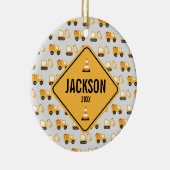 Bouw voertuigen Dump Truck & Digger Keramisch Ornament (Rechts)