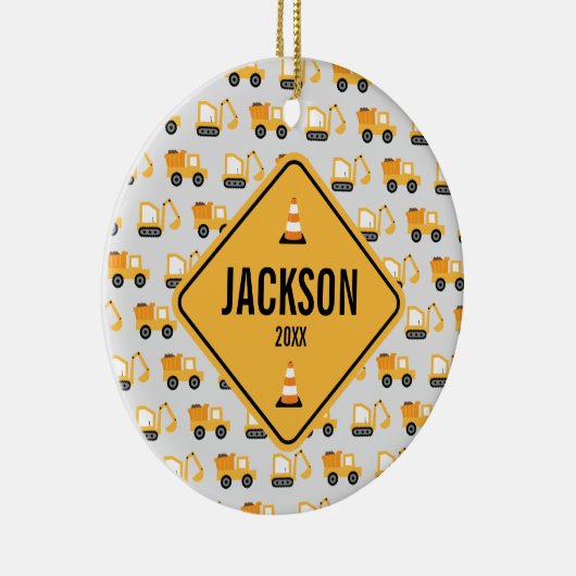 Bouw voertuigen Dump Truck & Digger  Keramisch Ornament (Rechts)