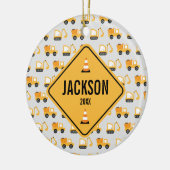 Bouw voertuigen Dump Truck & Digger Keramisch Ornament (Links)