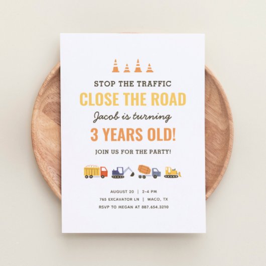 Bouw Voertuigen Jongen Birthday Party Kaart