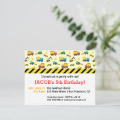 Bouw Voertuigen Pattern Birthday Party Kaart (Staand voorkant)