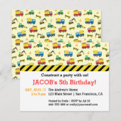 Bouw Voertuigen Pattern Birthday Party Kaart (Voorkant / Achterkant)