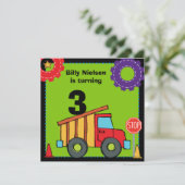 Bouw voertuigen pomp vrachtwagen zaterdag uitnodig kaart (Staand voorkant)