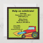 Bouw voertuigen pomp vrachtwagen zaterdag uitnodig kaart (Achterkant)