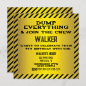 Bouw Voorzichtig teken Verjaardag uitnodiging (Voorkant / Achterkant)