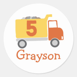 Bouw Vrachtwagen 5th Birthday Party Stickers