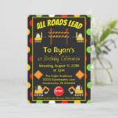 Bouw vrachtwagen Birthday Party Polka Dot Fun Kaart (Staand voorkant)