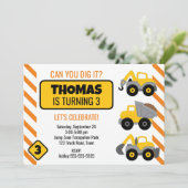 Bouw Vrachtwagen Birthday-uitnodiging Kaart (Staand voorkant)