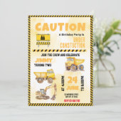 Bouw Vrachtwagen Birthday-uitnodiging Kaart (Staand voorkant)