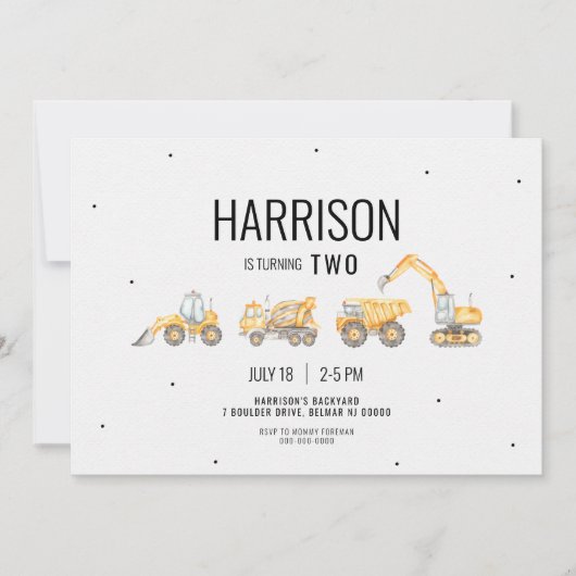 Bouw Vrachtwagen - uitnodiging (Voorkant)