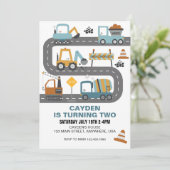 Bouw Vrachtwagen - uitnodiging (Staand voorkant)