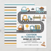 Bouw Vrachtwagen - uitnodiging (Voorkant / Achterkant)